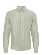 Cfandré Ls Wide Stripe Linen Mix Sh Casual Friday Green