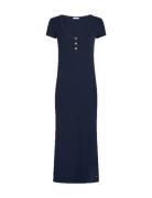 Slim Henley Gold Btn Dress Tommy Hilfiger Navy