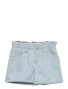 Paperbag Denim Shorts Mango Blue