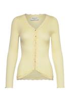 Rwbabette Silk Ls V-Neck Lace Cardi Rosemunde Yellow