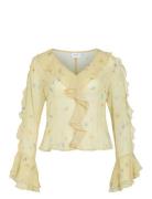Viemmy L/S V-Neck Frill Top Vila Yellow
