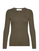 Slfdianna Ls O-Neck Top Noos Selected Khaki