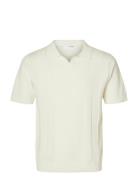 Slhchanning Ss Knit Structure Open Polo Selected Cream