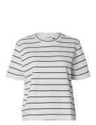 Slfessential Ss Striped Boxy Tee Noos Selected White