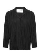 Slfellie Ls Plisse Shirt Selected Black