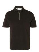 Slhrelax-Terry Ss Zip Polo Ex Selected Black