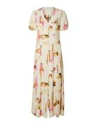 Slfliva-Lida Ss Midi Dress Ex Selected Beige