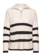 Slfmaline Ls Knit Half Zip Noos Selected Beige
