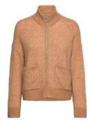 Slfsia Ras Ls Knit Zipper Cardigan Noos Selected Beige