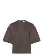 Slfagnethe 2/4 O-Neck Jaquard Top Selected Brown