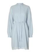 Slftatiana Ls Short Embr Dress Noos Selected Blue