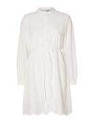 Slftatiana Ls Short Embr Dress Noos Selected White