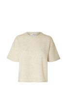 Slfmaline-Liliana 2/4 Knit O-Neck Noos Selected Beige