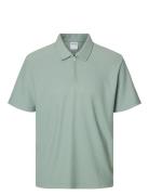 Slhrelax-Plisse Half Zip Ss Polo Ex Selected Green