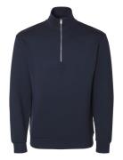 Slhemanuel Soft Zip High Neck Sweat Noos Selected Navy