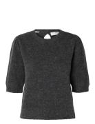 Slflulu Ss Open Back Knit O-Neck Noos Selected Grey