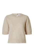 Slflulu Ss Open Back Knit O-Neck Noos Selected Cream