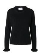 Slflulu Ls Knit Frill Cuff O-Neck Noos Selected Black