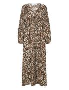 Slfsalli-Damina Ls Aop Ankle Dress B Selected Brown
