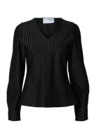 Slfpennie Ls V-Neck Top Selected Black