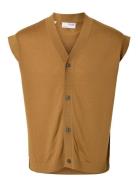 Slhtray Knit Merino Vest Cardigan Ex Selected Beige