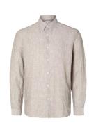 Slhregkylian-Linen Shirt Ls Classic Noos Selected Beige