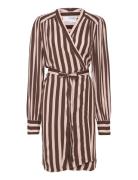Slfminna-Alva Ls Short Wrap Dress O Selected Brown