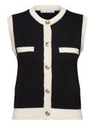 Knitted Waistcoat With Contrast Piping Mango Black