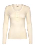 Rmwbalta Modal Ls Placket T-Shirt RM By Rosemunde Cream