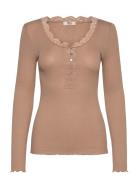 Rmwbalta Modal Ls Placket T-Shirt RM By Rosemunde Beige