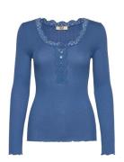 Rmwbalta Modal Ls Placket T-Shirt RM By Rosemunde Blue