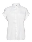 Relaxed Fit Linen Short-Sleeve Shirt Lauren Women White