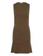 Gathered Jersey Mini Dress Monki Brown