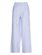 Striped Linen-Blend Trousers Mango Blue