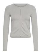 Ribbed Seamless Zip Jacket Aim´n Grey