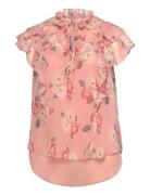 Floral Ruffle-Trim Georgette Blouse Lauren Women Pink