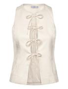 Linen-Blend Top With Bow Mango White