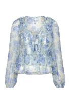 Floral Ruffled Blouse Mango Blue