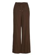 Linen-Blend Elastic Waist Trousers Mango Brown