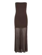 Isola Drop Waist Sheer Knitted Dress Malina Brown