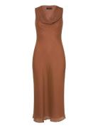 Draped-Neck Lyocell Dress Mango Brown
