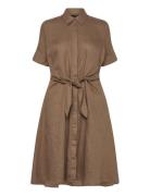Tie-Front Linen Shirtdress Lauren Ralph Lauren Brown