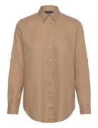 Relaxed Fit Linen Roll Tab–Sleeve Shirt Lauren Ralph Lauren Beige