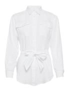 Relaxed Fit Belted Linen Shirt Lauren Ralph Lauren White