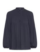 Pleated Georgette Blouse Lauren Ralph Lauren Navy