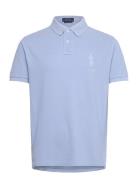 Custom Slim Fit Big Pony Mesh Polo Shirt Polo Ralph Lauren Blue