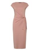 Tie-Front Jersey Boatneck Midi Dress Lauren Ralph Lauren Pink