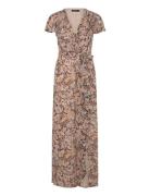 Floral Belted Flutter-Sleeve Gown Lauren Ralph Lauren Brown