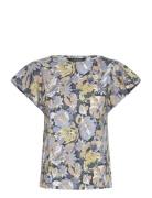 Floral Slub Jersey Flutter-Sleeve Top Lauren Ralph Lauren Patterned