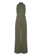 Jersey Wide-Leg Sleeveless Jumpsuit Lauren Ralph Lauren Khaki